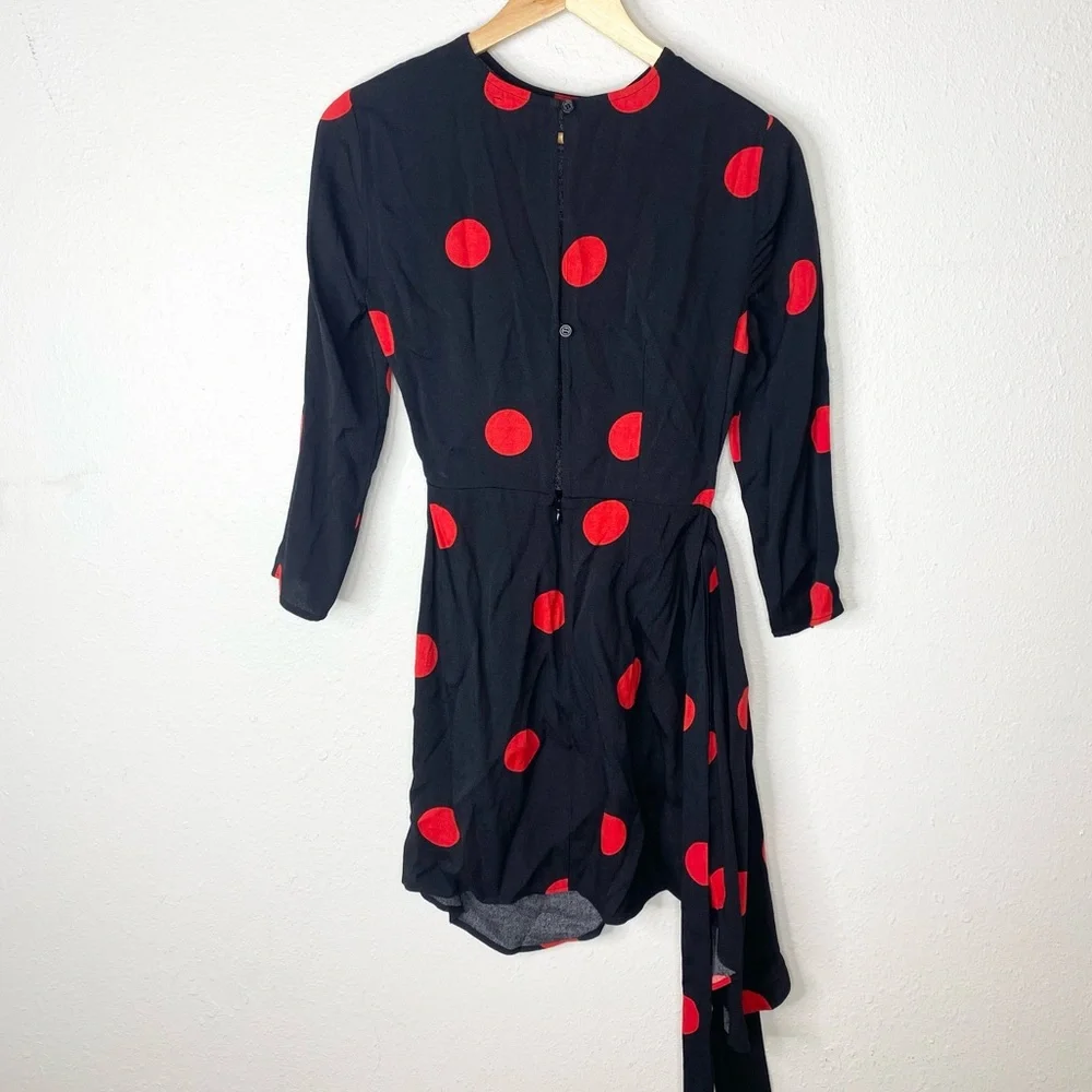 Reformation Black/Red Polka Dot Janae Dress 0 - Picture 5 of 9